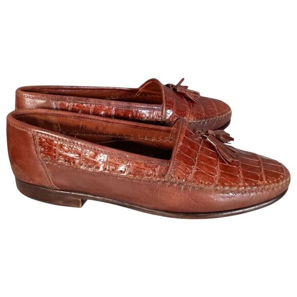 Belvedere Genuine Crocodile Loafers Shoes Mens 8 M Brown Tassel main image 3